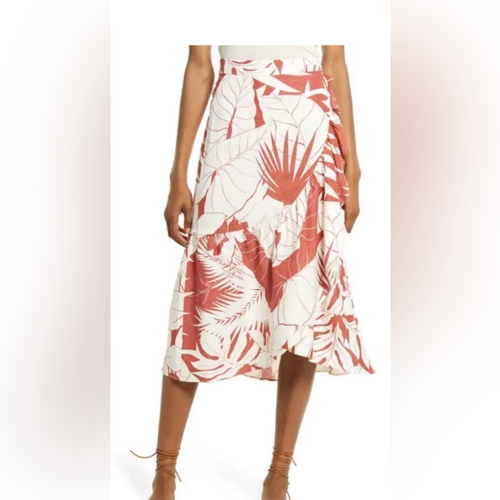 Madewell linen blend ruffle tropical skirt!